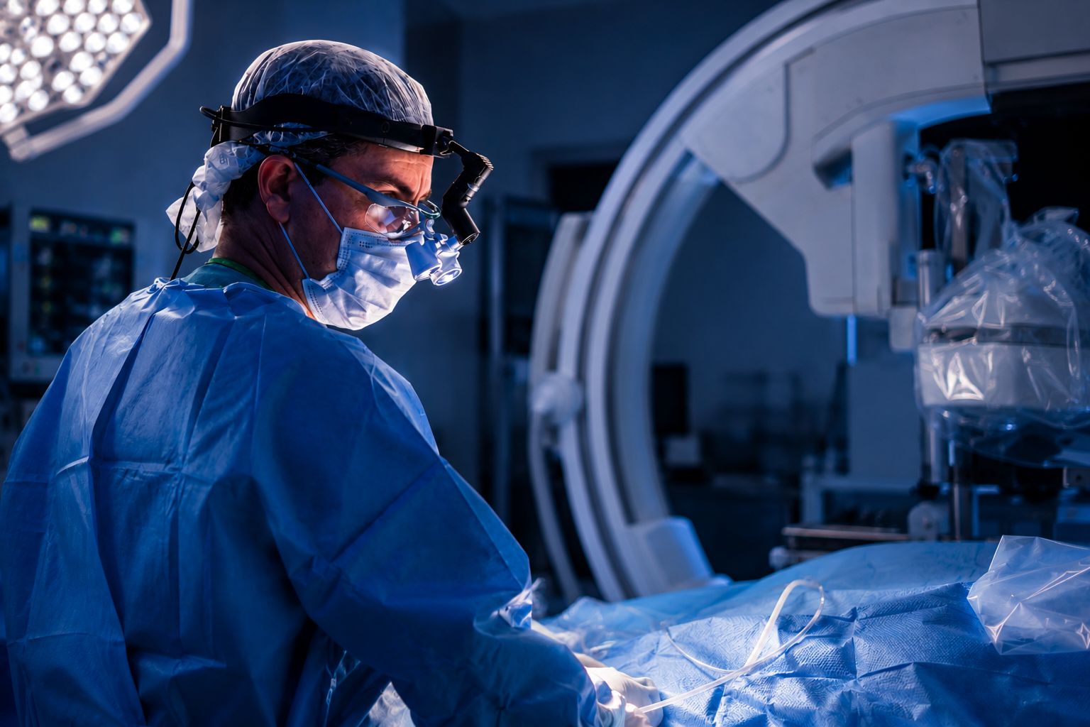 Procedimiento médico vascular en quirófano